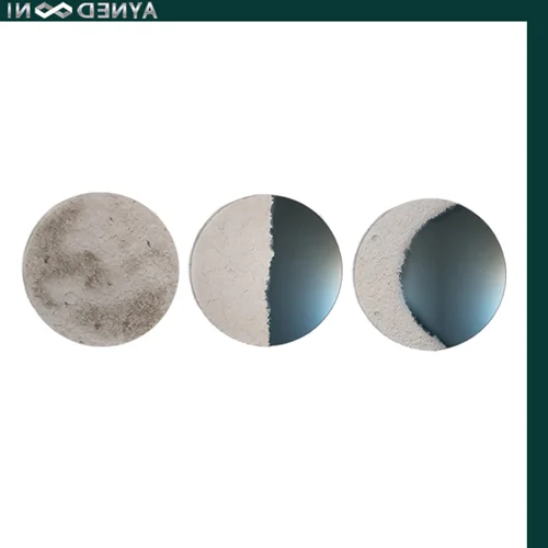 آینه دکوری مدل ماه سری کامل سه عددی قطر 50 سانتی متر